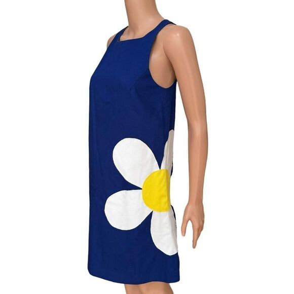 Lisa Perry 100% cotton a line dress size 2 daisy appliqué floral made in USA - Picture 1 of 7